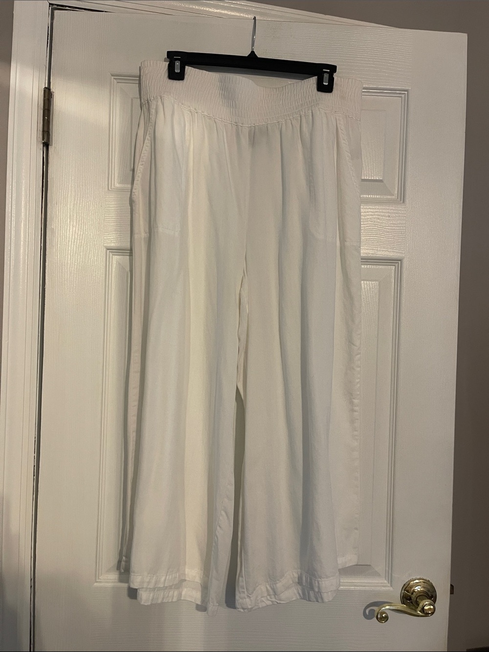 Saks Fifth Avenue White Wide-Leg Elastic Waist Pants